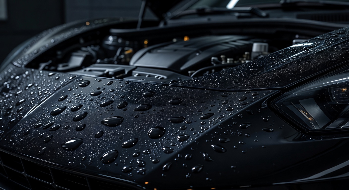 Water beading on ceramic coated hood