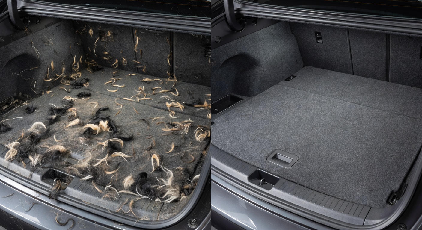 Dog hair removed from car trunk